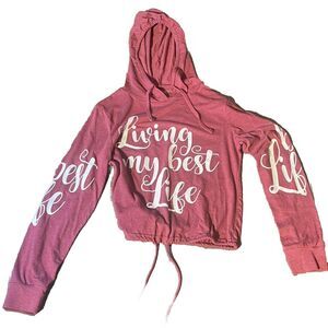 On Fire Positive‎ Mind Vibes Lightweight Pullover  Hoodie Living My Best Life. M